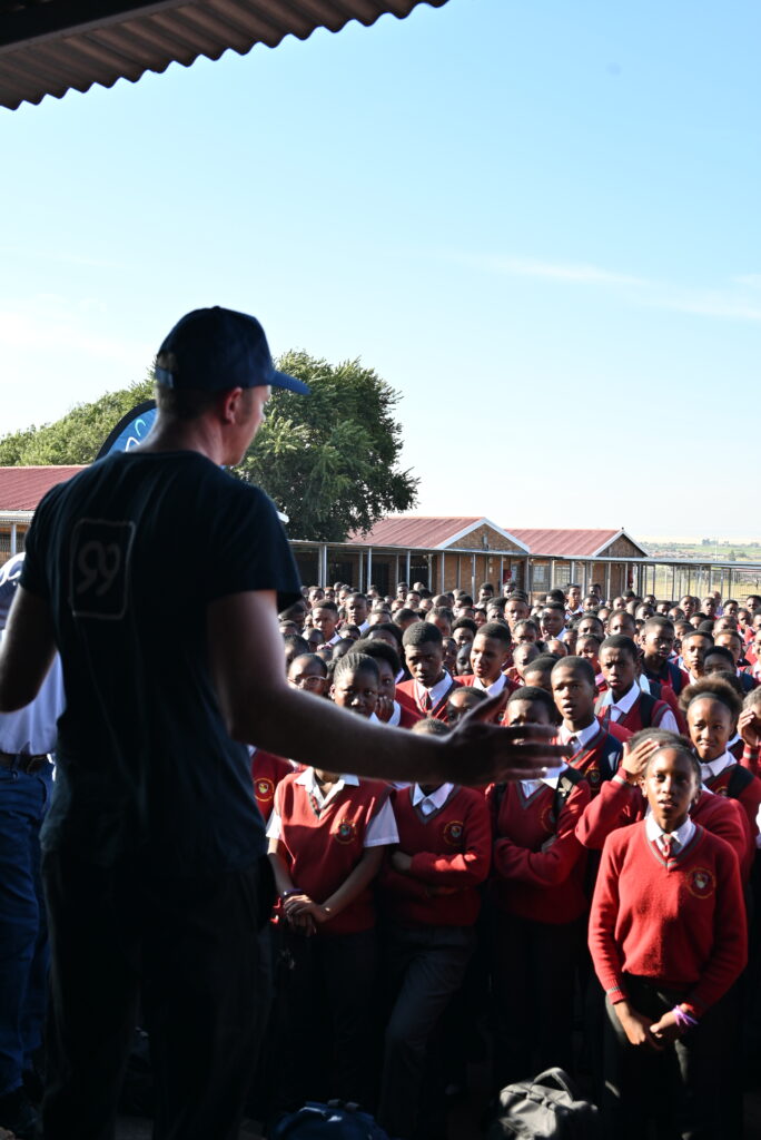 Net Nine NIne addressing the students of Mandisa school of specialization in Kagiso and explaining the 4IR